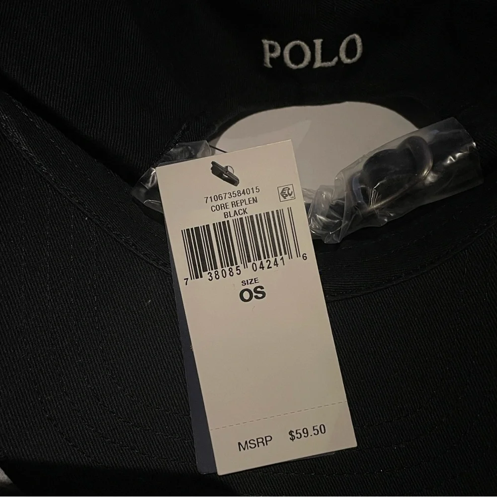 NWT Polo Ralph Lauren Big Pony Chino Ball Cap/Hat. Black/White. OS - Picture 11 of 12